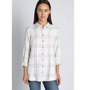 🥑NWT Jach’s New York Girlfriend Plaid Flannel Button Down Shirt JACHS GF Ivory
